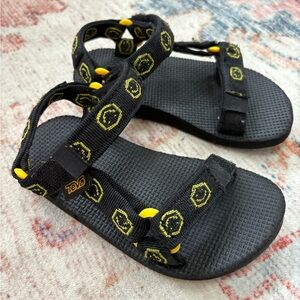 Smiley Face Teva Sandals Black Yellow Little Kid Toddler Size 11